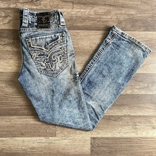 Rock Revival Mens “Lampson ” Slim Bootcut Mens Blue Denim 30x32 🔥 picture