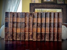 RARE COMPLETE 14 Vol Friends' Library 1837-50 Quaker Leather Set picture