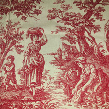 Vintage Waverly Country Life Toile Screen Print UpolstryFabric picture