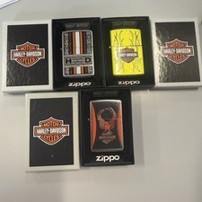 Three (3) Vintage Harley Davidson Zippo Lighters  picture
