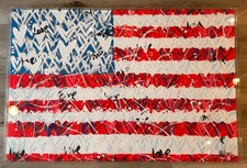 Mercedes Lagunas Original Acrylic Painting USA Love Flag Framed 1/1 Pop Art RARE picture