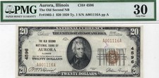 1929 Aurora $20 National Banknote CH 4596 ~ PMG 30 picture