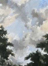 Through the Trees Original Oil Painting Clouds Collect Contemporary Fine Art picture
