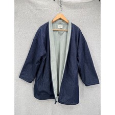 Honeydove Vintage Hanten Denim Jacket Women OS Indigo Corduroy Reversible Coat picture