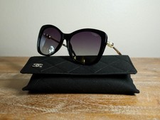 CHANEL CH5339H Large Square Sunglasses 55mm Black and Silver/Polarized Gray Lens picture