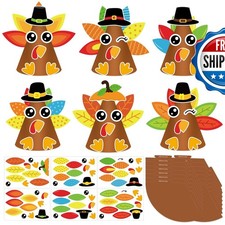PAIVSUN 12 Sets Thanksgiving Crafts Kids DIY Turkey Cone Hat Craft Kits picture