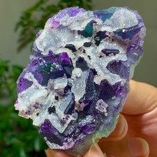 166G Rare Transparent Purple Green Cube Fluorite Mineral Crystal Specimen/China picture