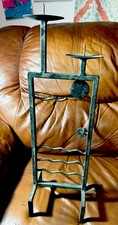 Vintage Rare 90s Post Modern Memphis Iron Wavy Squiggle Double Candle Holder 27” picture