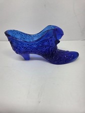 Vintage Colonial Blue Fenton Glass Cat Slipper picture