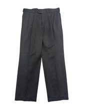 vtg J Peterman 38x32 Charcoal Cavalry Twill Wool Dress Pants Trousers USA Mens picture