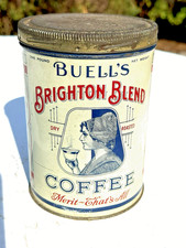 ANTIQUE BUELL'S BRIGHTON BLEND 1 LB. ALL METAL COFFEE TIN CAN ROCHESTER N.Y. picture