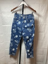 Justice x Stranger Things Mini Mom Jeans Girls Size 16 Peace Smiley Denim picture