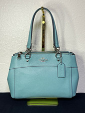 COACH Brooke Carryall Satchel Crossgrain Leather in Aquamarine picture