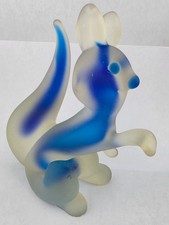 Vintage Cenedese Murano Art Glass Somerso Blue Frosted Squirell 5.75