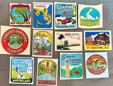 12 Different Vintage Florida Souvenir Travel Decals picture