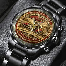Indian Motorcycle 125th Anniversary Black Stainless Steel Watch picture