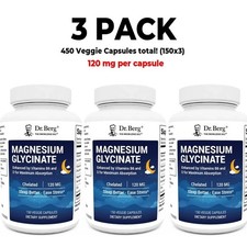 3 PACK Dr. Berg's Magnesium Glycinate, dietary supplement - 150 capsules picture