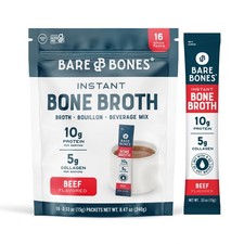 Bare Bones Beef Bone Broth Instant Powder Mix Packets 16 Pack picture