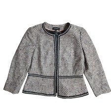 Talbots Grosgrain Trim Tweed Jacket 4 Peplum Braided Trim Office Siren Corpcore picture