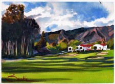 Ojai Valley Inn : Sandra Watercolors™ California : ORIGINAL PAINTING Golf Course picture