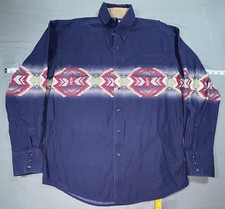 Wrangler Shirt Mens L Blue Southwestern Geometric Long Sleeve Western Button Up picture