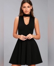 NWT Lulus Black Dress Loving You is Easy Skater Fit Flare Dress Size Medium picture