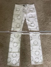 VLONE “Live Vlone Die Vlone” White Rhinestone Stacked Jeans Size M picture