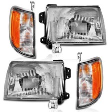 WEELMOTO Pair Headlights Assembly For 1998-2000 Nissan Frontier w/Corner Lights picture