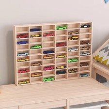 60 Grids Wooden Shelf for 1/64 Diecast Wheels Toy Display Case US STOCK picture