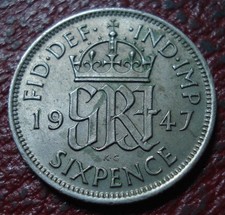 1947 BRITISH SIX PENCE IN EF CONDITION picture