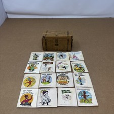 Vintage 1966 Treasure Chest Of 16 Books MT Hawley Miniature Nursery Books & Box picture