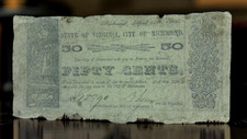 1862 50c City of Richmond Virginia Civil War Obsolete Scrip Banknote G picture
