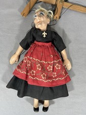 Antique Tony Sarg Marionette Puppet 12” Witch / Old Woman 1920s–30s Black Dress picture