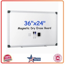 VUSIGN 36 x 24 Magnetic White Board Kit with Eraser 2 Markers and 4 Pins picture