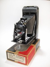 Vintage Kodak Six-16 Black Folding Camera with Box, Deco Beauty picture