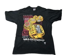 Vintage 90s 1998 Chicago Bulls Championship Rings Pro Player Shirt Large Rap Tee picture