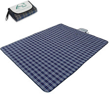 Waterproof Picnic Blanket Foldable Sand-proof Outdoor Mat with Carry Strap Blue picture