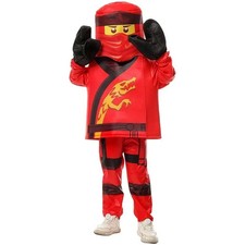 Kai LEGO Ninjago Costume Kids Red Ninja Halloween Cosplay Dress Up Outfit picture