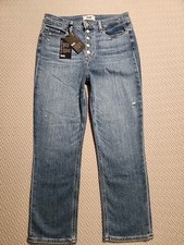 NEW PAIGE JEANS CINDY CROP HIGH RISE STRAIGHT SAY ANYTHING BUTTON FLY SIZE 31 picture