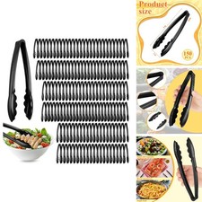 Tessco For You 150 Pcs Plastic Tongs, 9 Inch Disposable Serving Tongs, Black picture