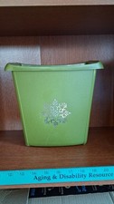 VTG, MCM,Rubbermaid Waste Basket/Trash Can,Avocado Green,Floral,Retro SEE PICS* picture