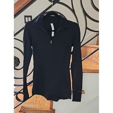 Lululemon Run Turbo 1/2 Zip Pullover Black Long Sleeve Thumbholes Size 4 picture