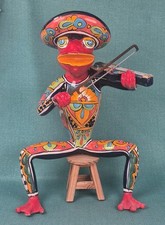 Hand-painted Talavera Ceramic Sitting Frog Wearing Sombrero Playing Guitar 20