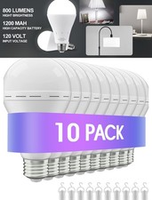 2 Pack A19 Rechargeable Emergency LED Bulbs 12W 1200LM E26/E27 Power Outage Home picture