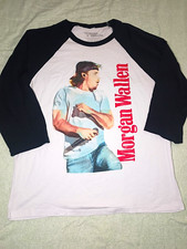 Morgan Wallen Country Music XL Raglan Graphic Tee White/Black 3/4 Sleeve picture