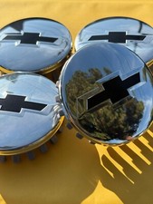 4 X Chevrolet Silver/Black Center Caps 83MM, Satisfaction Guaranteed picture