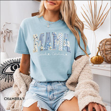Personalized Mama shirt with Kids Names, Patchwork Floral Mom Gift for Mother's  picture