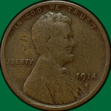 1914-S Lincoln Wheat Cent Very Good VG Coin #49561 picture