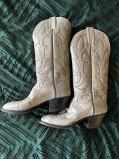 MINT Vintage 1984 Hondo Custom Cowgirl Boots 7.5A Narrow Sage Green Marbled READ picture