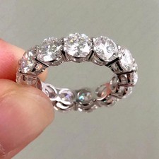 5.00 Ct Round Cut Natural Diamond Solid 14K White Gold Luxury Eternity Band Ring picture